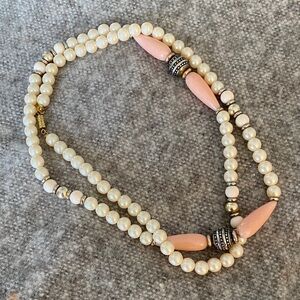 1928 Pearl and Pink Beaded Necklace
